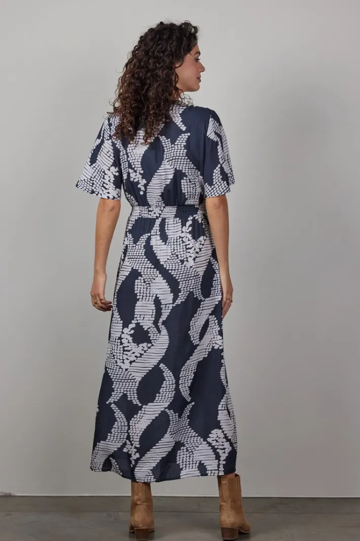 DiDi Dress Nova in Darkblue met Dancing dots print- Jurken & Tunieken