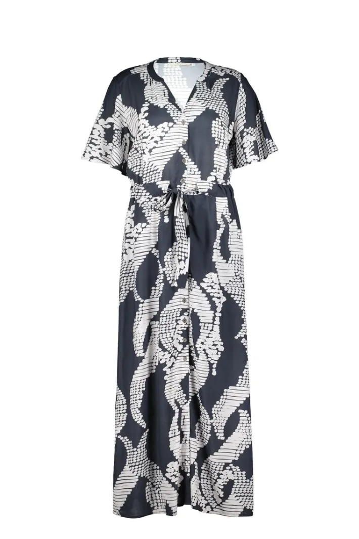DiDi Dress Nova in Darkblue met Dancing dots print- Jurken & Tunieken