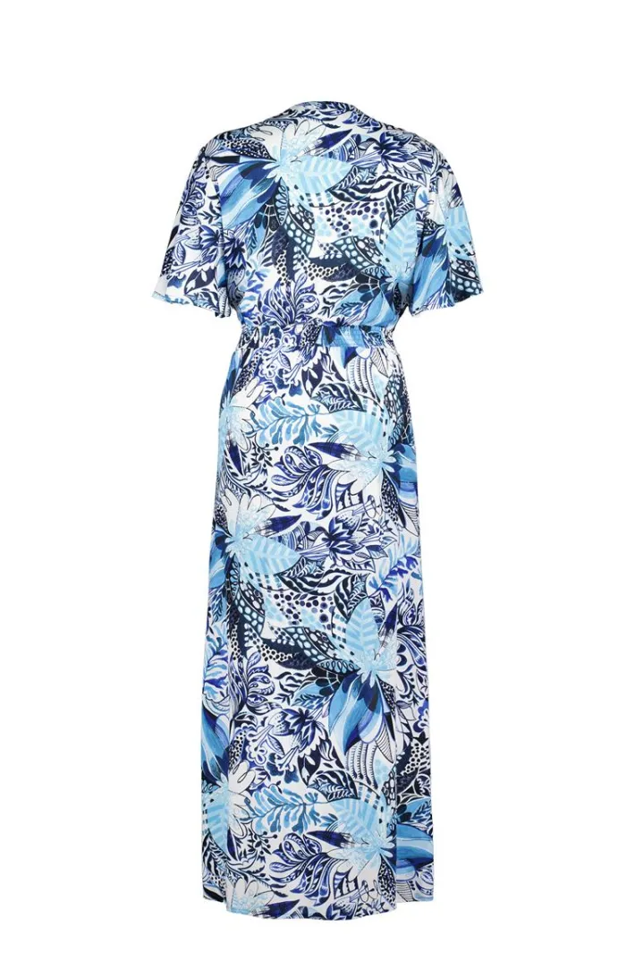 DiDi Dress Nova in offwhite with blue azur Fusion print- Jurken & Tunieken