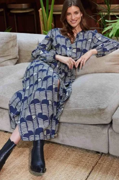 DiDi Dress Paz Dark blue Glow print- Jurken & Tunieken