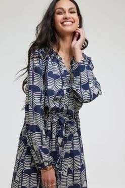 DiDi Dress Paz Dark blue Glow print- Jurken & Tunieken