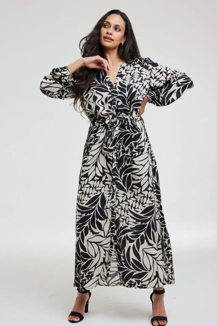 DiDi Dress Paz in black with Oasis print- Jurken & Tunieken