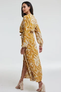 DiDi Dress Paz in brown with Oasis print- Jurken & Tunieken