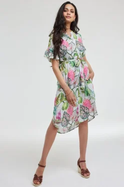 DiDi Dress Ruffle Lotus leaves print- Jurken & Tunieken