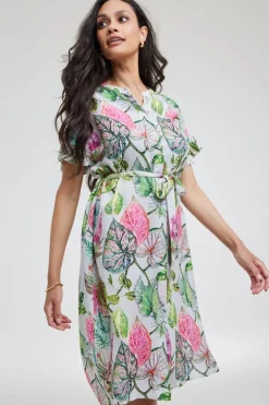 DiDi Dress Ruffle Lotus leaves print- Jurken & Tunieken