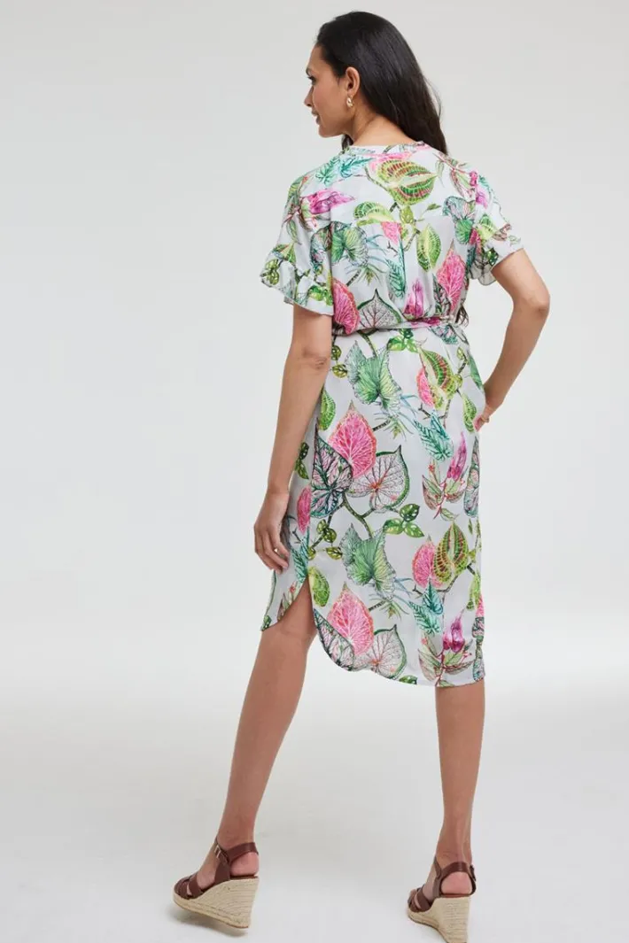 DiDi Dress Ruffle Lotus leaves print- Jurken & Tunieken