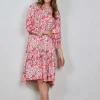 DiDi Dress Sunset in Offwhite with Coral Garden print- Jurken & Tunieken