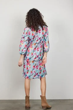 DiDi Dress Sydney in Green with pink blossom print- Jurken & Tunieken