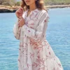 DiDi Dress Terra in Offwhite with Coral embroidery- Jurken & Tunieken