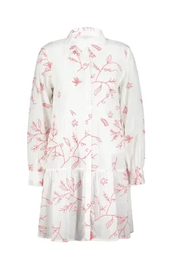 DiDi Dress Terra in Offwhite with Coral embroidery- Jurken & Tunieken