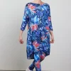 DiDi Easy loose dress 3/4 sleeves in Azur Fusion print- Jurken & Tunieken