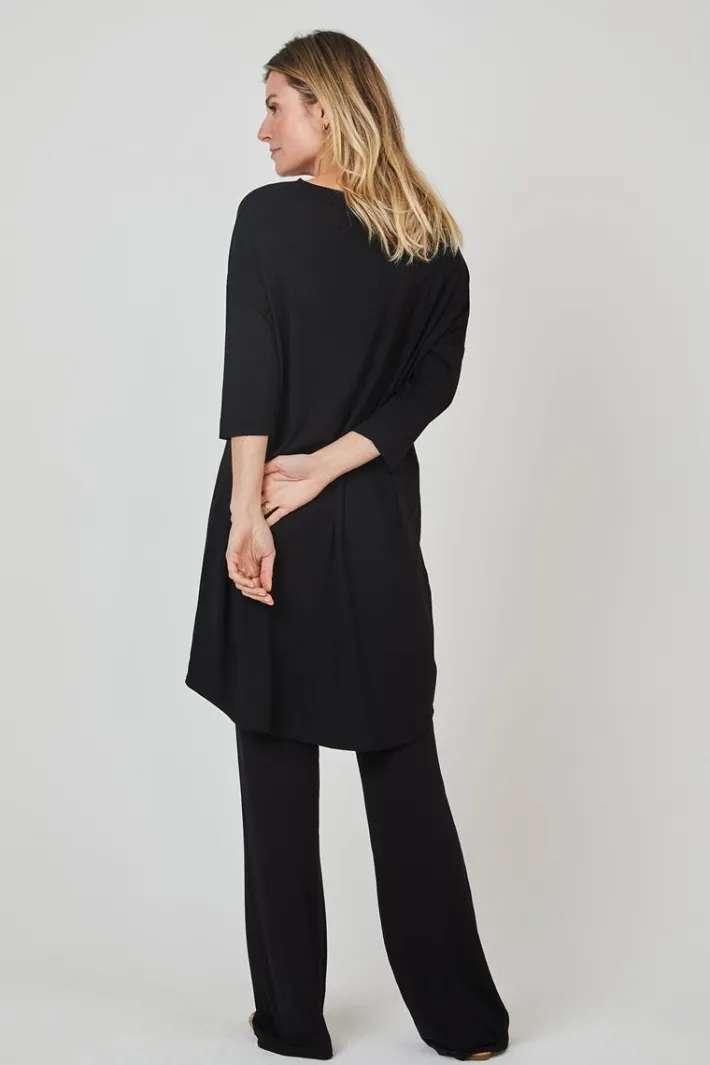 DiDi Easy loose dress 3/4 sleeves zwart- Basics | Jurken & Tunieken