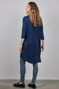 DiDi Easy loose dress 3/4 sleeves, donkerblauw- Basics | Jurken & Tunieken