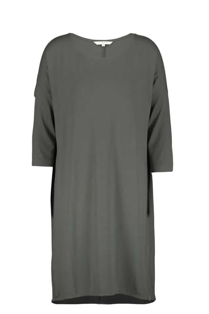 DiDi Easy loose dress 3/4 sleeves, donkergrijs- Basics | Jurken & Tunieken