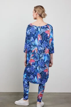 DiDi Easy loose dress 3/4 sleeves in Azur Fusion print- Jurken & Tunieken