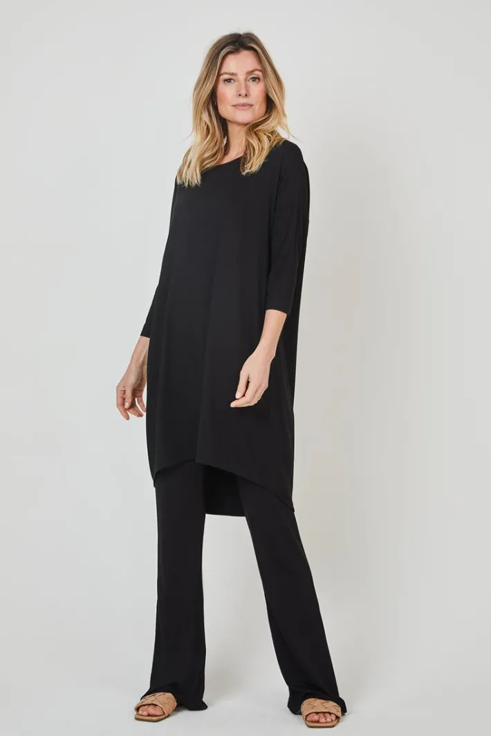 DiDi Easy loose dress 3/4 sleeves zwart- Basics | Jurken & Tunieken