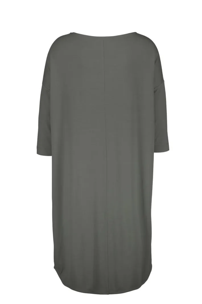 DiDi Easy loose dress 3/4 sleeves, donkergrijs- Basics | Jurken & Tunieken