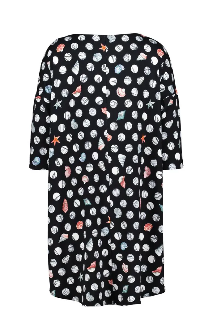 DiDi Easy loose dress in Black with Coral cove print- Jurken & Tunieken
