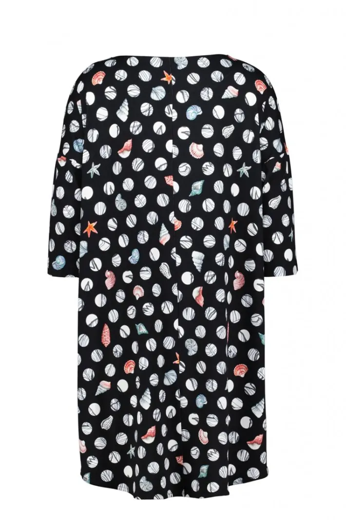 DiDi Easy loose dress in Black with Coral cove print- Jurken & Tunieken