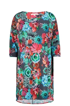 DiDi Easy loose dress in dark shadow with Floral Medley print- Jurken & Tunieken