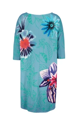DiDi Easy loose dress in granite green with Floral Medley Panel.- Jurken & Tunieken