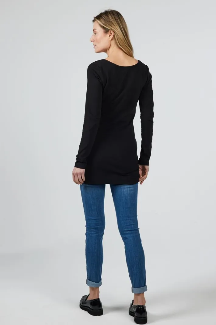 DiDi Extra long tee Leija in Black- Basics | T-shirts & Tops
