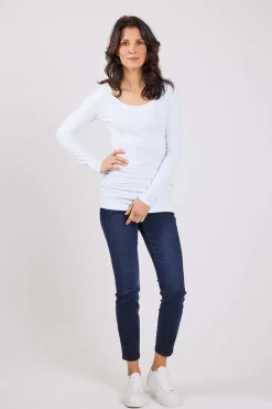 DiDi Extra long tee Leija in White- Basics | T-shirts & Tops