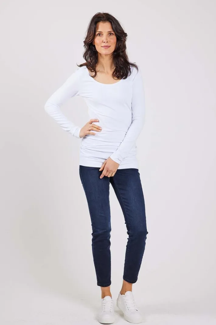 DiDi Extra long tee Leija in White- Basics | T-shirts & Tops