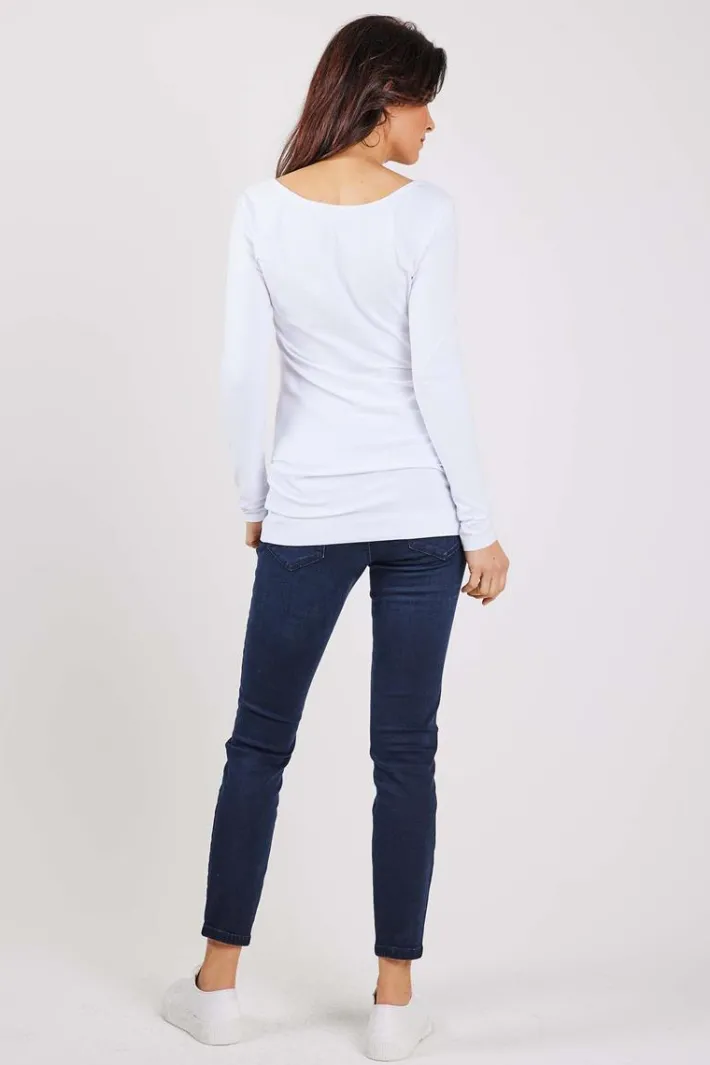 DiDi Extra long tee Leija in White- Basics | T-shirts & Tops