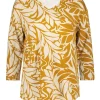 DiDi Fancy V-tee in Brown with Oasis print- T-shirts & Tops