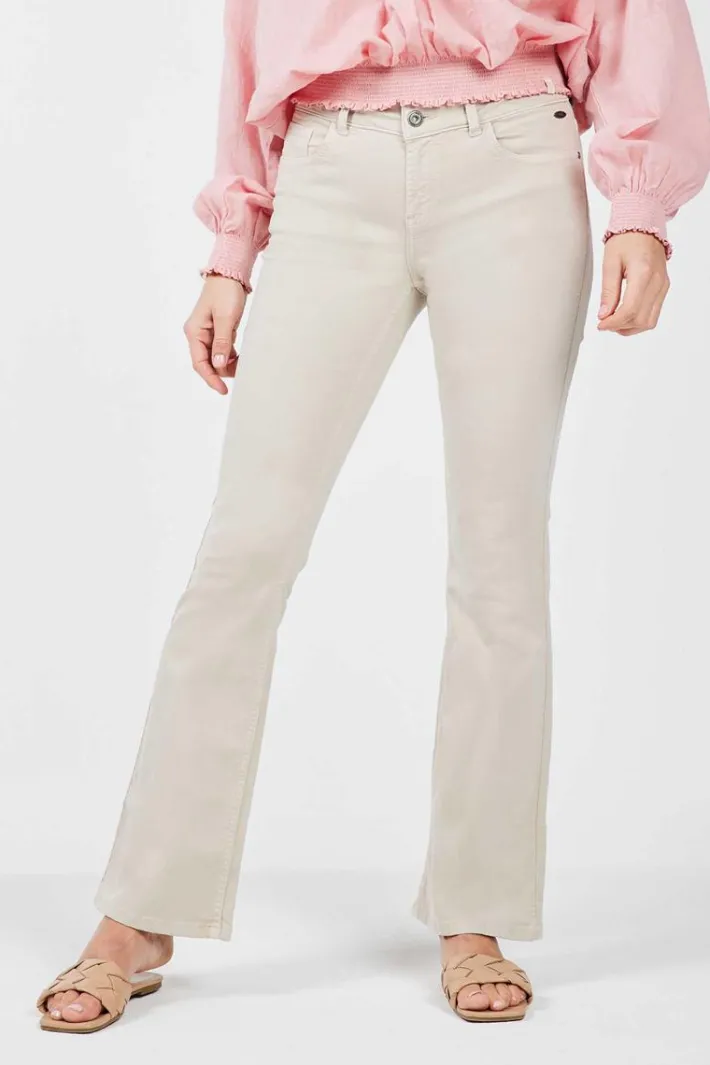 DiDi Flared coloured denim pants in kit- Denim | Lange Broeken