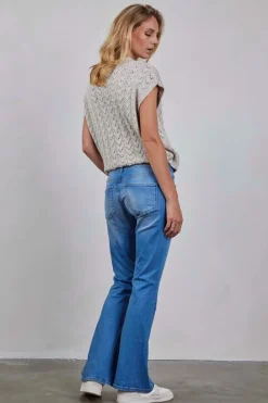 DiDi Flared denim pants mid blue- Denim | Lange Broeken