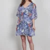 DiDi Kaftan in Offwhite with Azur Fusion print- Kaftans En Kimonos | Jurken & Tunieken
