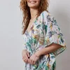 DiDi Kaftan long in Offwhite with Palm festival print- Kaftans En Kimonos | Jurken & Tunieken