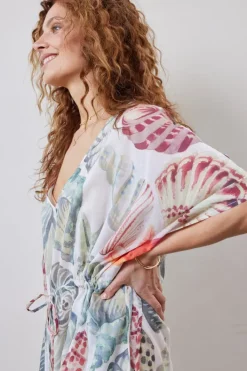 DiDi Kaftan long in Offwhite with Ocean treasure XL print- Kaftans En Kimonos | Jurken & Tunieken