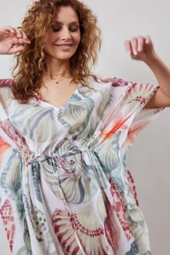DiDi Kaftan long in Offwhite with Ocean treasure XL print- Kaftans En Kimonos | Jurken & Tunieken