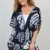 DiDi Kaftan Yassina in Black with Shell symphony XXL print- Kaftans En Kimonos | Jurken & Tunieken