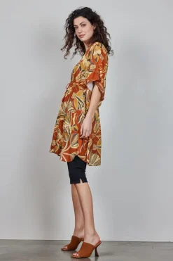 DiDi Kaftan Yassina in Copper with Palma print- Kaftans En Kimonos | Jurken & Tunieken