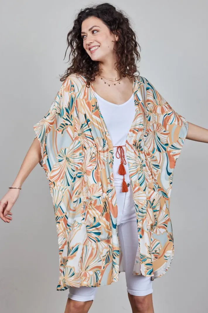 DiDi Kaftan Yassina in Offwhite with Maritimo print- Kaftans En Kimonos | Jurken & Tunieken