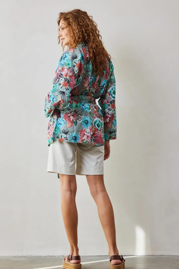 DiDi Kimono in Granite green with Floral Medley print- Kaftans En Kimonos | Jurken & Tunieken