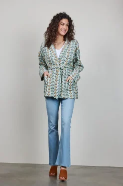 DiDi Kimono sweat vest Lois met groene Troy print- Truien & Vesten