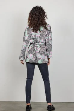 DiDi Kimono sweat vest Lois met Cosmic Flower print taupe- Truien & Vesten
