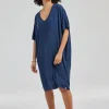 DiDi Long Loose dress Elena in Dark navy- Basics | Jurken & Tunieken