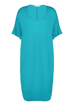 DiDi Long loose dress Elena in Dark turquoise- Basics | Jurken & Tunieken