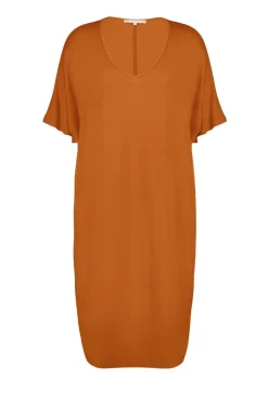 DiDi Long loose dress Elena in Ginger brown- Basics | Jurken & Tunieken