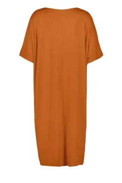 DiDi Long loose dress Elena in Ginger brown- Basics | Jurken & Tunieken