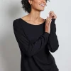 DiDi Long loose tee crew in black- Basics | T-shirts & Tops