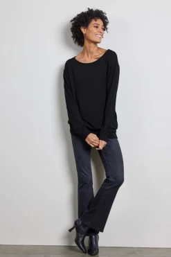 DiDi Long loose tee crew in black- Basics | T-shirts & Tops