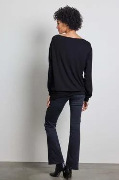 DiDi Long loose tee crew in black- Basics | T-shirts & Tops
