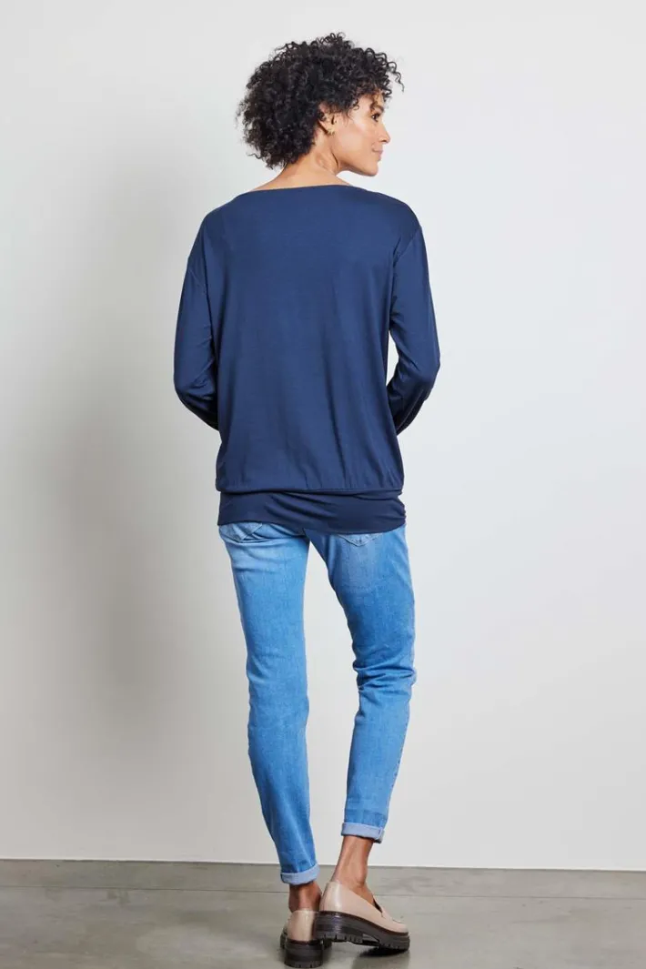 DiDi Long loose tee in dark blue- Basics | T-shirts & Tops